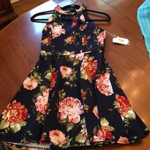 Blue floral dress junior size 5 NEW WITH TAGS